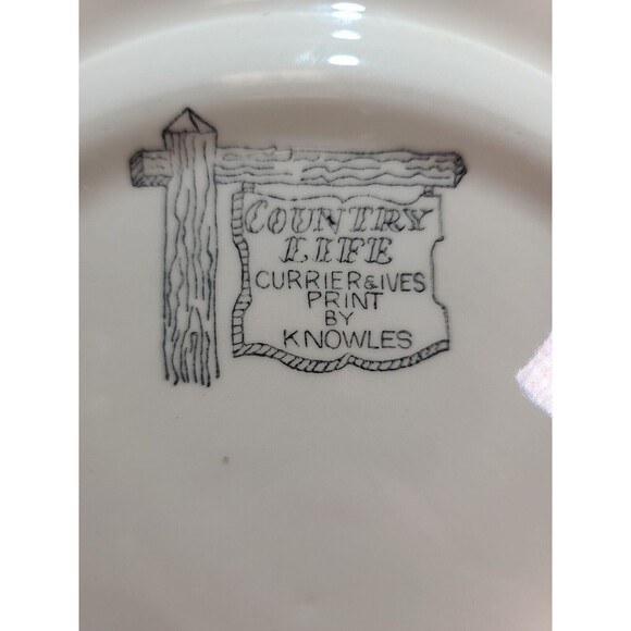 VTG Currier & Ives Country Life  Plate 10 1/4"  Knowles Sleigh Ride Blue& White - Picture 7 of 7
